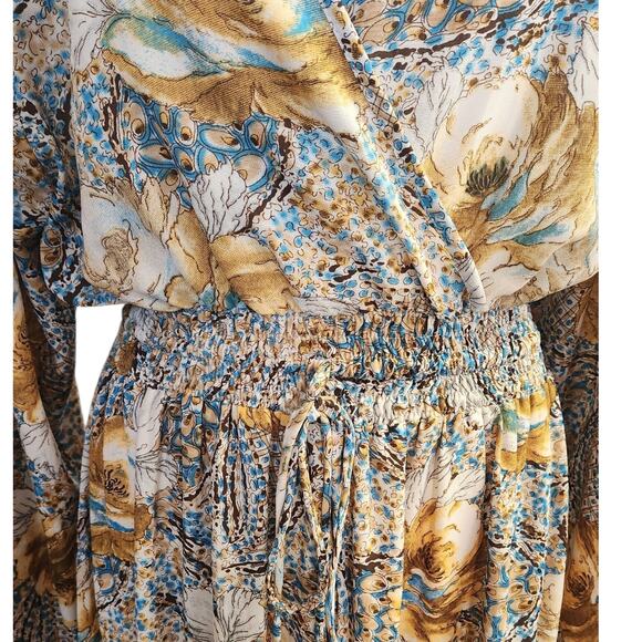 Anthropologie Chaudry Boho Prairie Cottage Floral Maxi Long Sleeve Dress Large - Picture 4 of 9